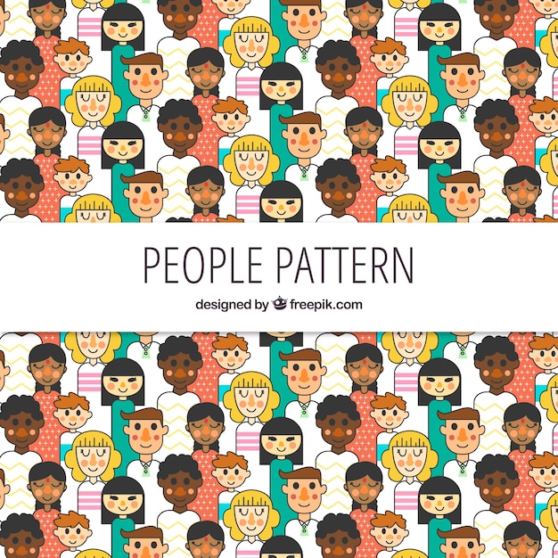 People pattern in hand drawn style