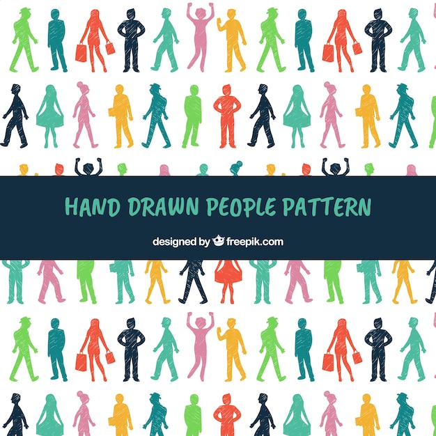 People pattern in hand drawn style