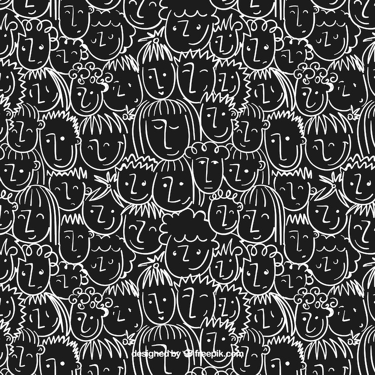 Free Vector people pattern in hand drawn style