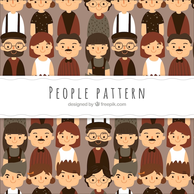 Free vector people pattern in hand drawn style