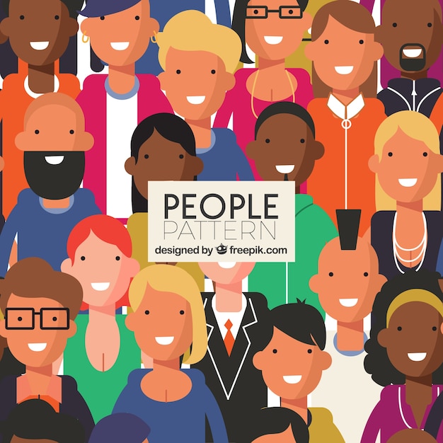 Free vector people pattern with faces