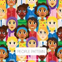 Free vector people pattern with flat design
