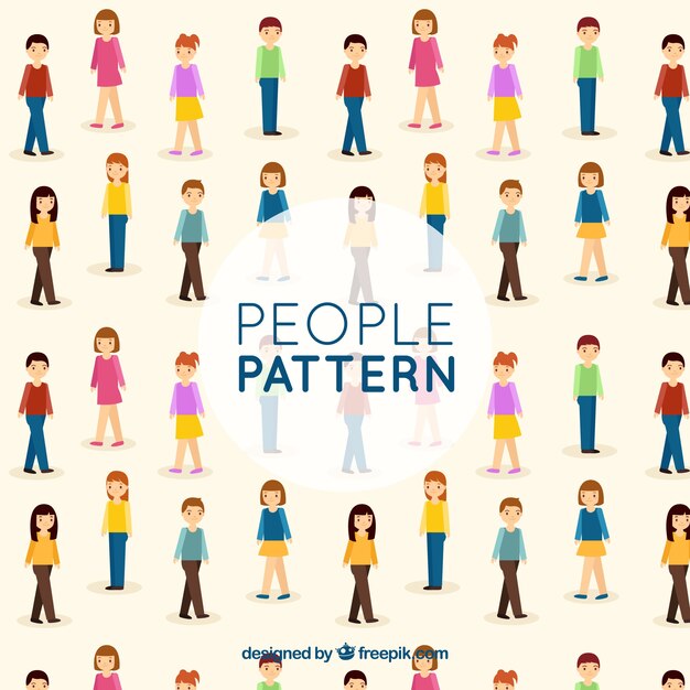 Free vector people pattern with flat design