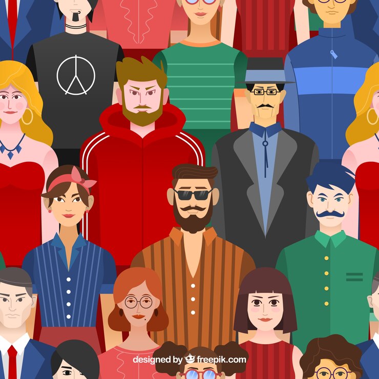 무료 Vector 평면 디자인 사람들 패턴