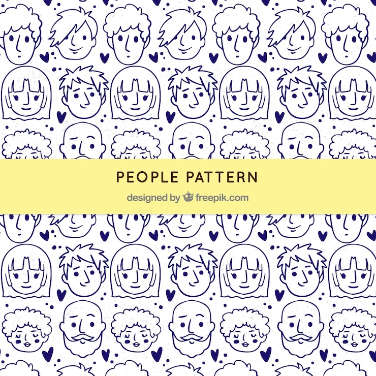 Free Vector people pattern with hand drawn style