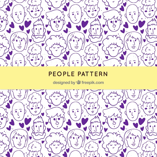 Free vector people pattern with hand drawn style