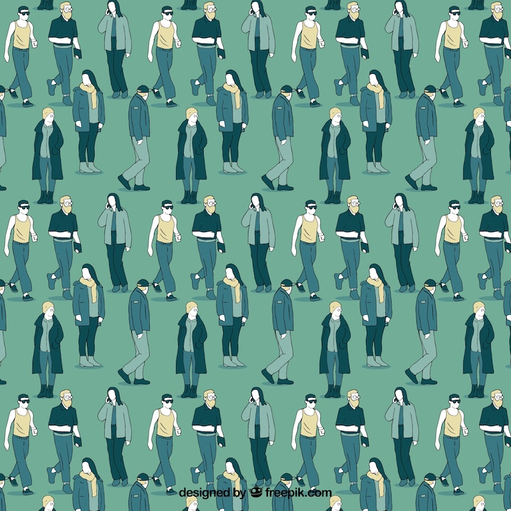 Free Vector people pattern with hand drawn style