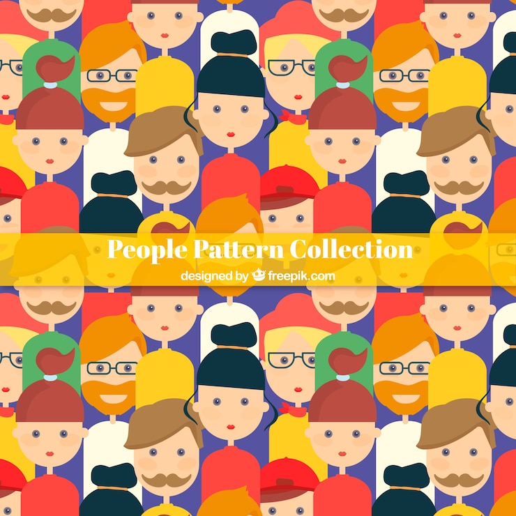 Free Vector people pattern with hand drawn style
