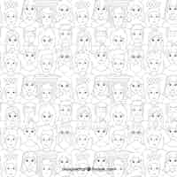 Free vector people pattern with hand drawn style