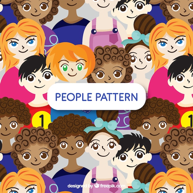 Free vector people pattern with hand drawn style