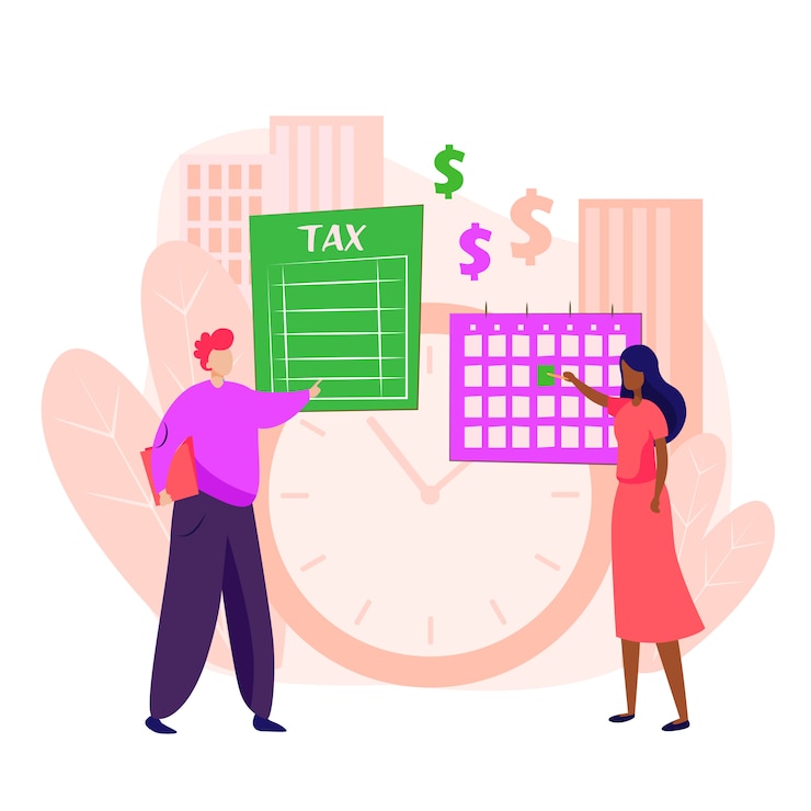 Free Vector people paying tax landing page