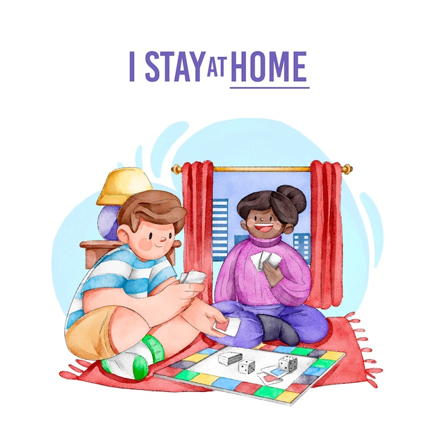 Free vector people playing board games at home