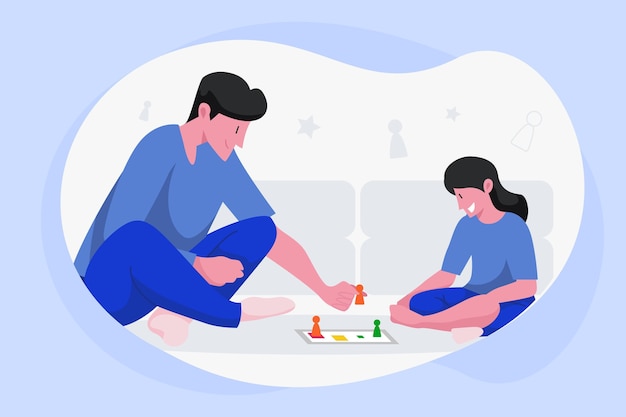 Free vector people playing ludo game