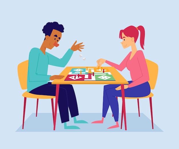 Free vector people playing ludo game