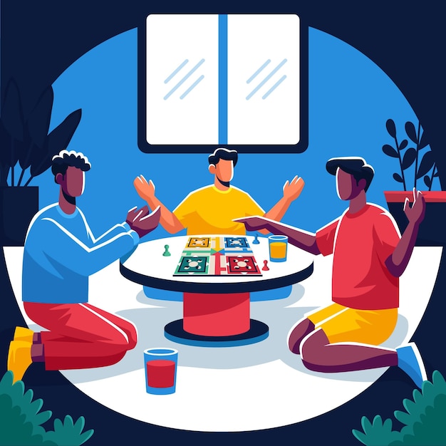 Free vector people playing ludo game