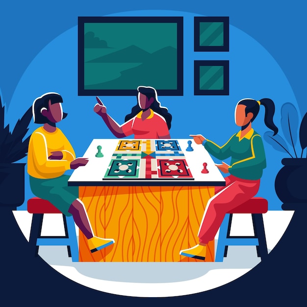 Free vector people playing ludo game