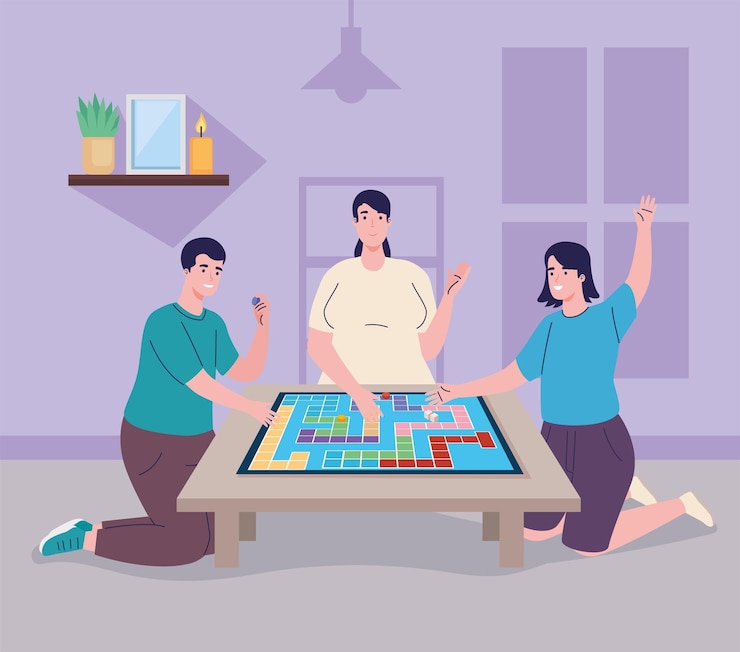Free Vector people playing parcheesi friends characters