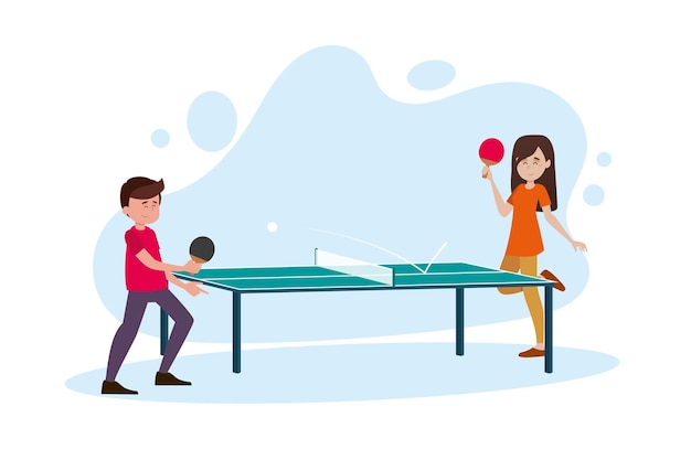 Free vector people playing table tennis illustration