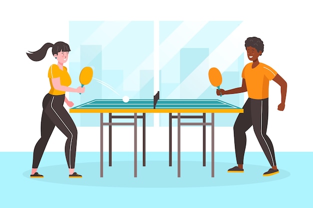 Free vector people playing table tennis