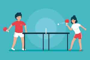 Free vector people playing table tennis