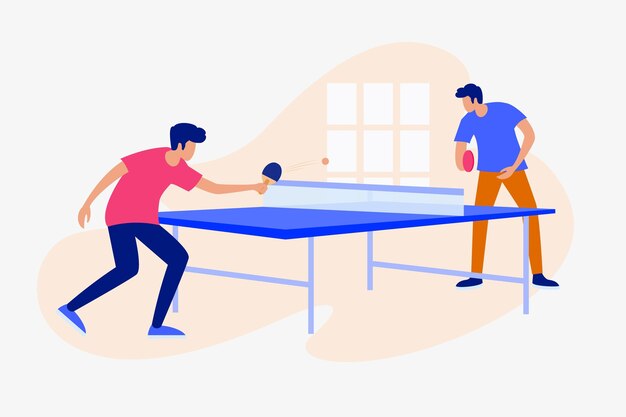 People playing table tennis