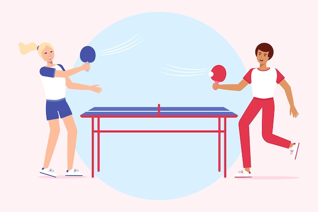 People playing table tennis