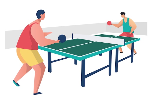 Бесплатное векторное изображение Люди играют в настольный теннис