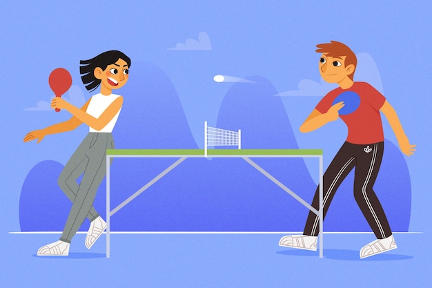 Free vector people playing table tennis