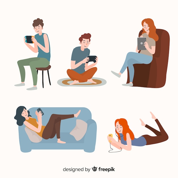 Free vector people playing video games