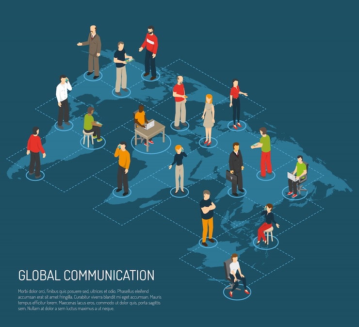 Free Vector people poster of global communication