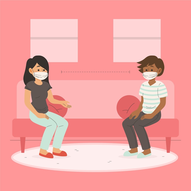 Free Vector people practicing social distancing illustrated