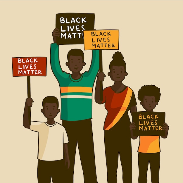 Free vector people protesting against racial discrimination