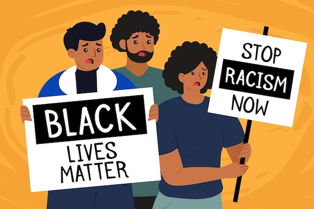 Free vector people protesting against racism