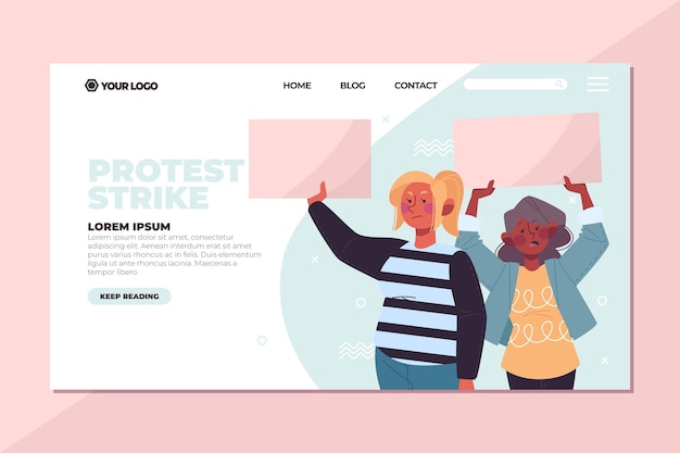 Free vector people protesting outdoors landing page