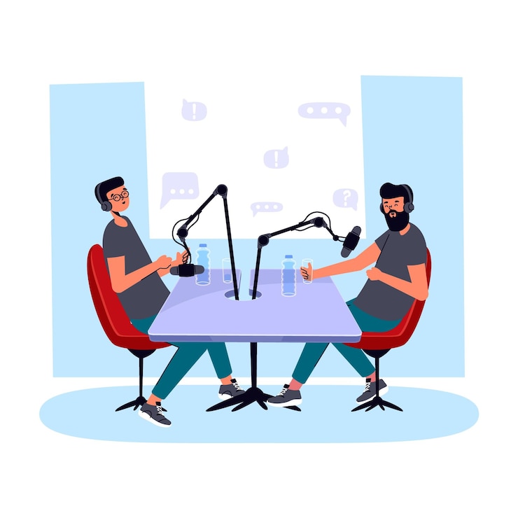 Free Vector people recording podcast