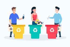 Free vector people recycling collection