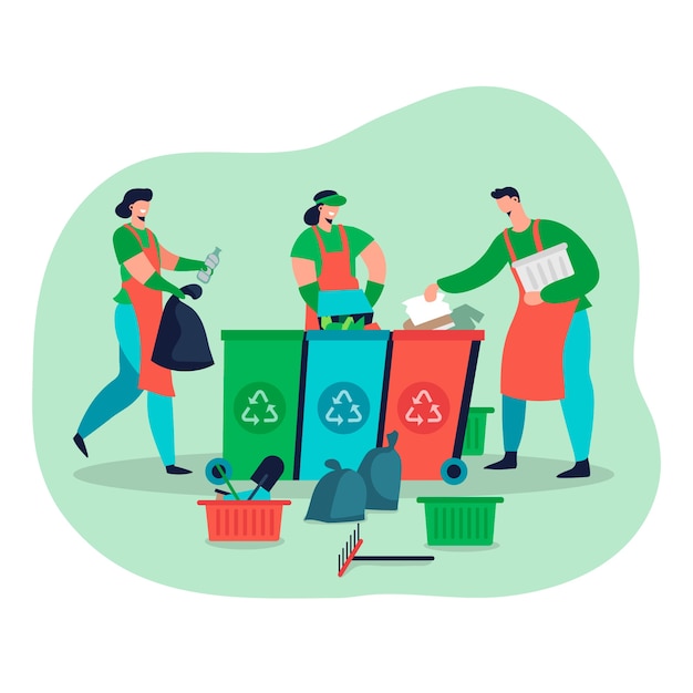 Free vector people recycling concept