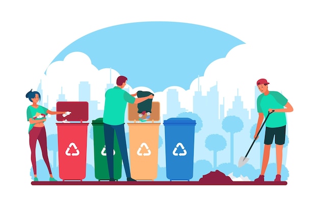 Free vector people recycling concept