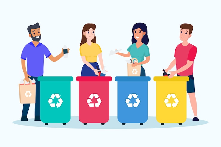 Free Vector people recycling concept