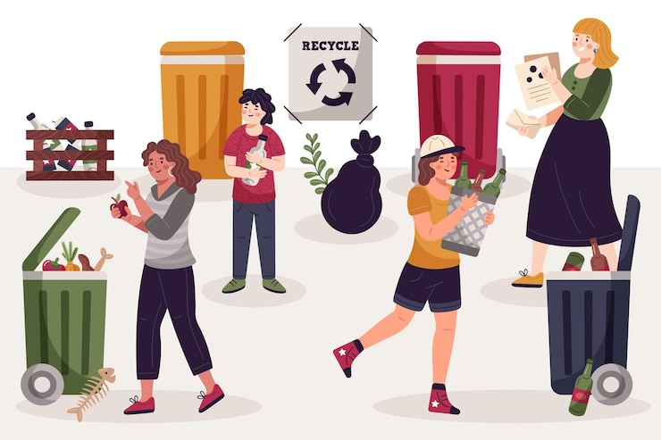 Free Vector people recycling concept