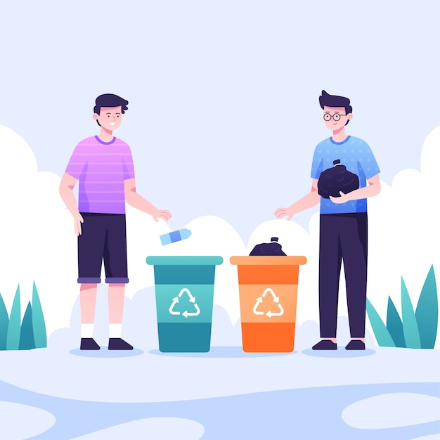 Free vector people recycling together concept