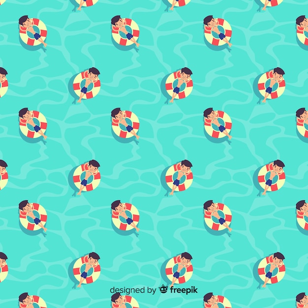 Free vector people relaxing at the beach pattern