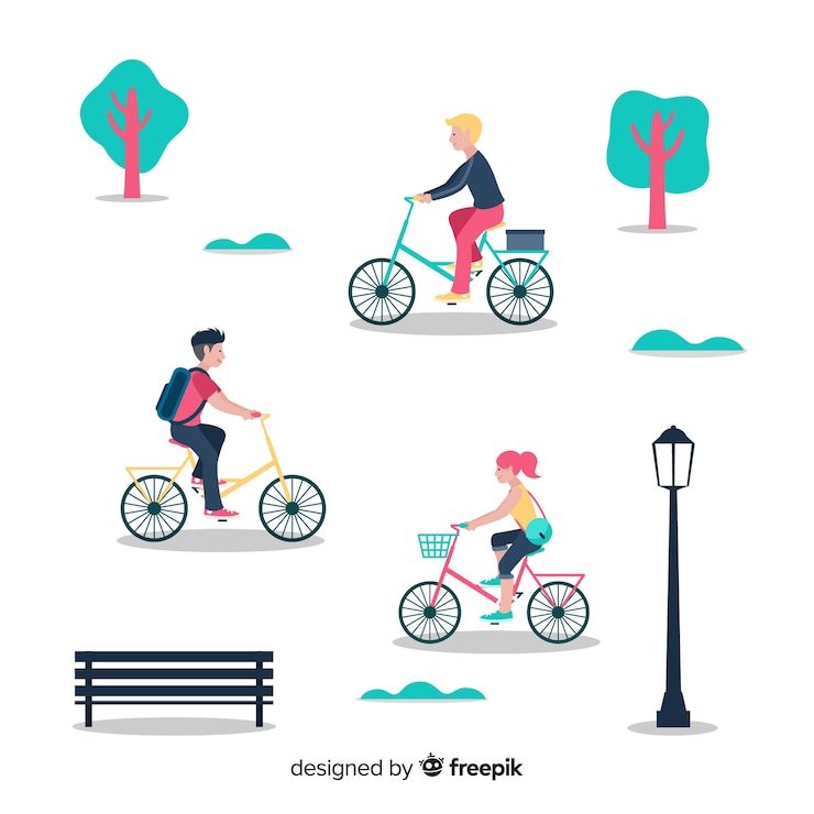 無料Vector 公園で自転車に乗る人