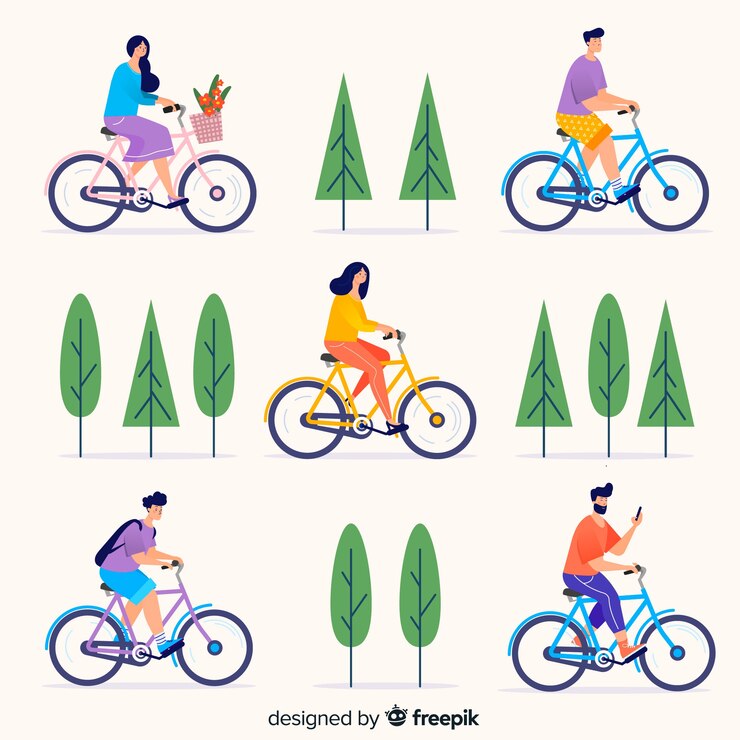 無料Vector 公園で自転車に乗る人