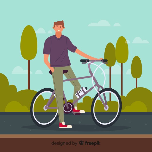 公園で自転車に乗る人