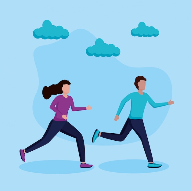 Free vector people running activity