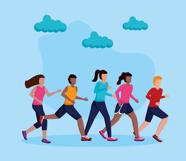 Free vector people running activity