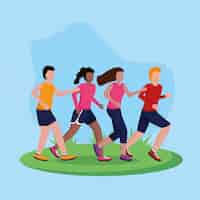 Free vector people running activity