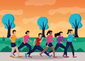 Free vector people running activity