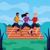 Free vector people running activity